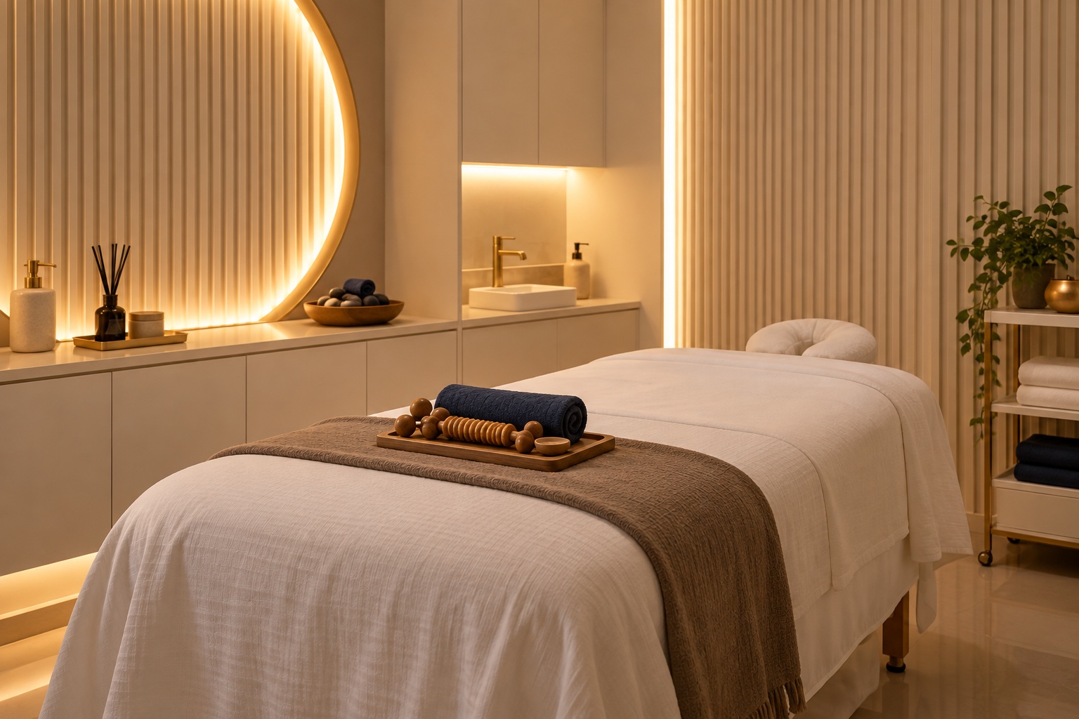 Interpretación editorial de una sala de tratamientos inspirada en Revital Spa